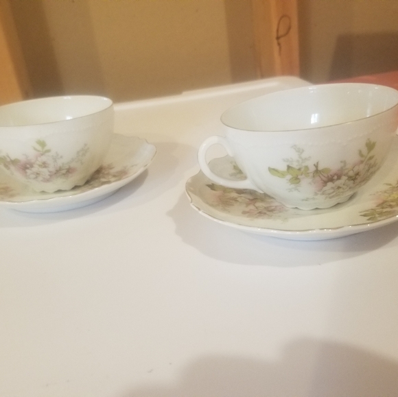 2 cups and saucers hand painted O&E.G - Picture 4 of 10